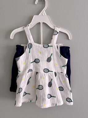 Angel Dear Tennis Muslin Peplum Tank and French Terry Short Set NWT 2T